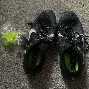Nike track shoes, size 9, green and black color